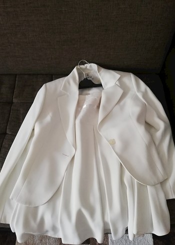 Düğmeli Beyaz Mini Kadın Takım Elbise - Görsel 20