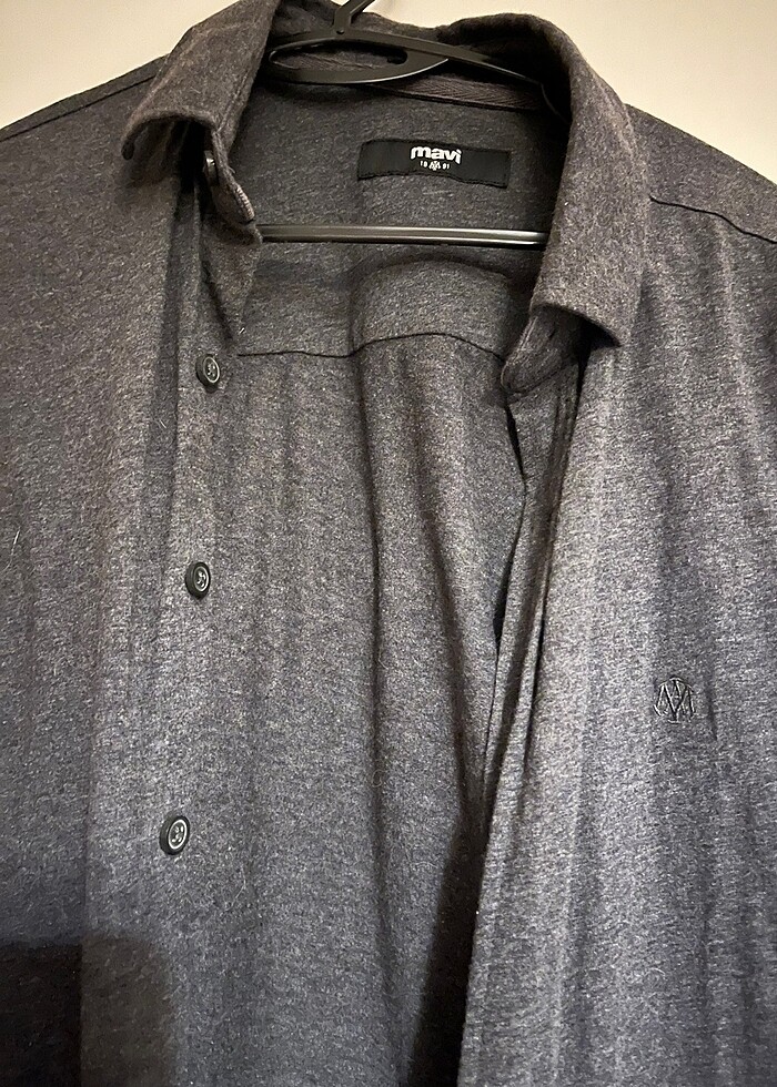 Gri Pamuklu Gömlek - Görsel 2