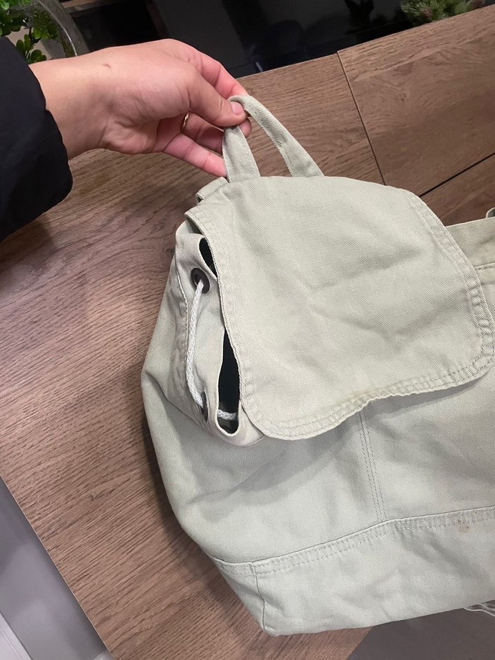 Bej Keten Kumaş Kadın sırt Çanta - Görsel 3