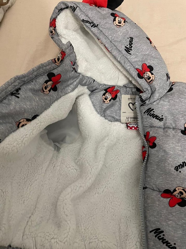 Kız Çocuk Gri Minnie Mouse Kapüşonlu Mont - Görsel 2