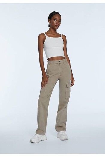 Straight Fit Düşük Bel Kargo Pantolon