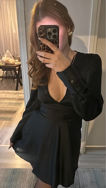 xs Beden siyah Renk Zara saten elbise