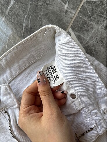 xs Beden Beyaz denim şort