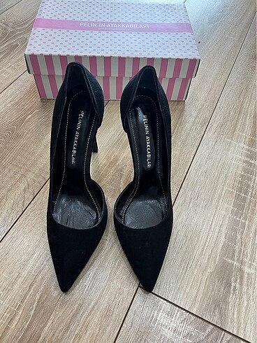 40 Beden Siyah Gerçek Süet Stiletto