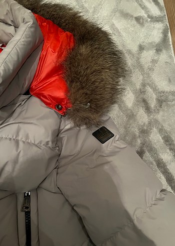 Gri Kürklü lufian mont kaz tüyü - Görsel 3