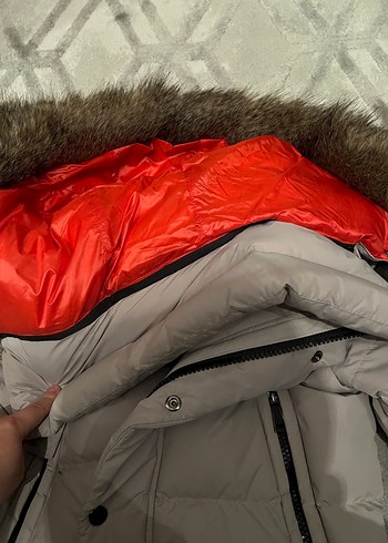 Gri Kürklü lufian mont kaz tüyü - Görsel 7