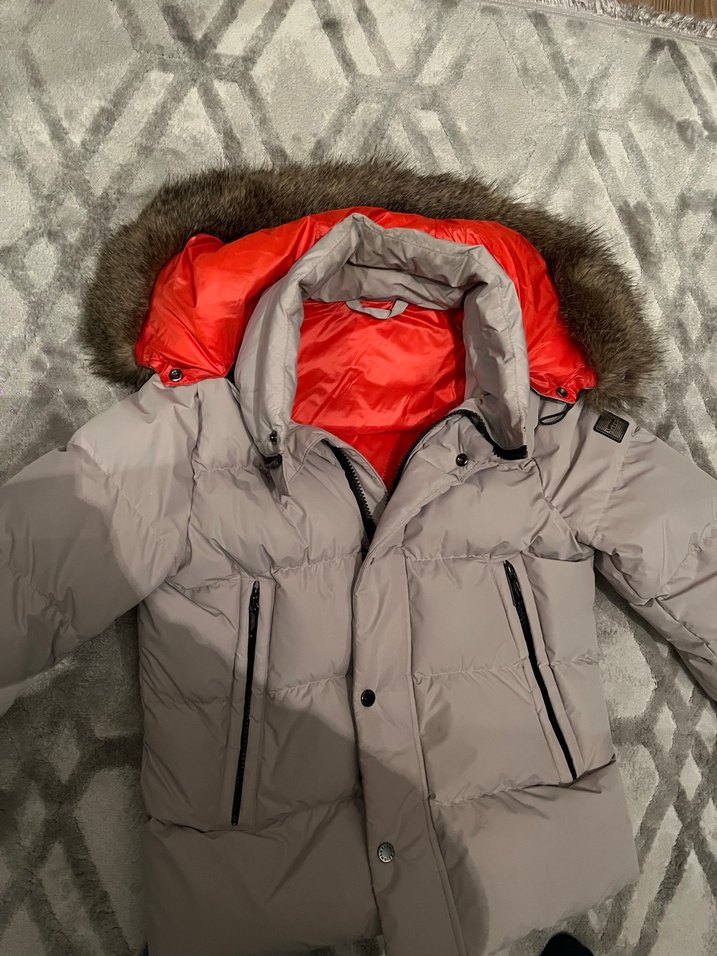 Gri Kürklü lufian mont kaz tüyü - Görsel 5