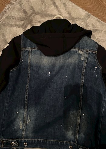 Erkek  Lacivert Denim Ceket Kürklü - Görsel 4