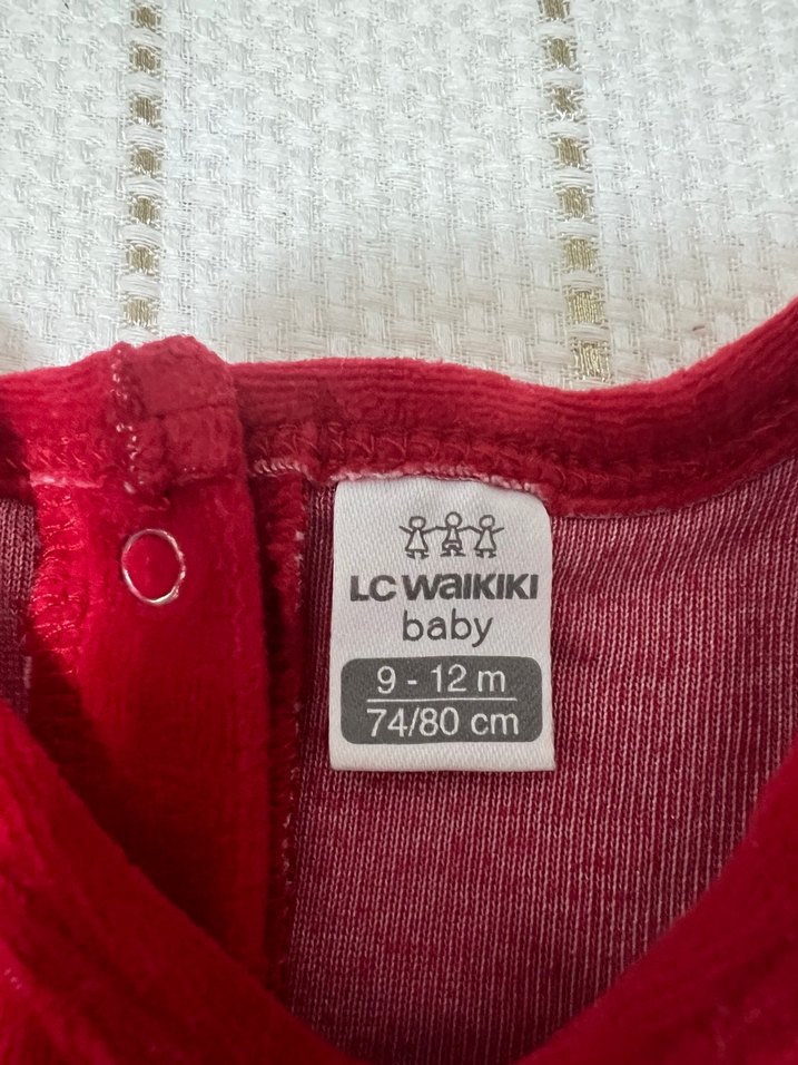 Kolsuz Kırmızı kadife Kız bebek Elbisesi - Görsel 3
