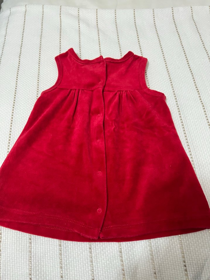 Kolsuz Kırmızı kadife Kız bebek Elbisesi - Görsel 2