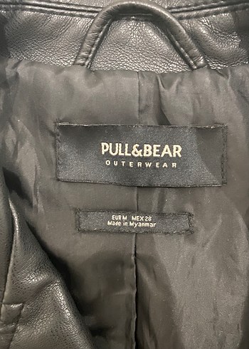 Pull and Bear Kadın Siyah Deri Biker Ceket