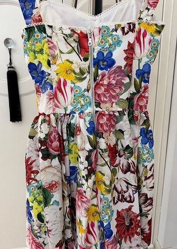 Çiçek Desenli Mini Straplez Kadın Tulum - Görsel 2