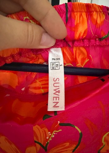 Pembe Çiçek Desenli Rahat Bohem Kumaş Pantolon - Görsel 2