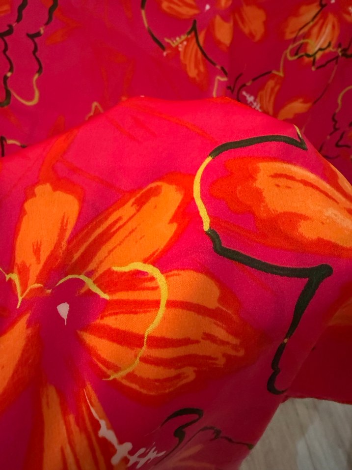 Pembe Çiçek Desenli Rahat Bohem Kumaş Pantolon - Görsel 4