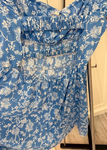 Mavi Straplez Midi Bohem Elbise - Görsel 3