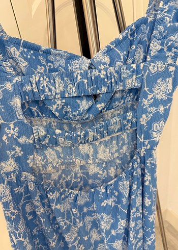 Mavi Straplez Midi Bohem Elbise - Görsel 2