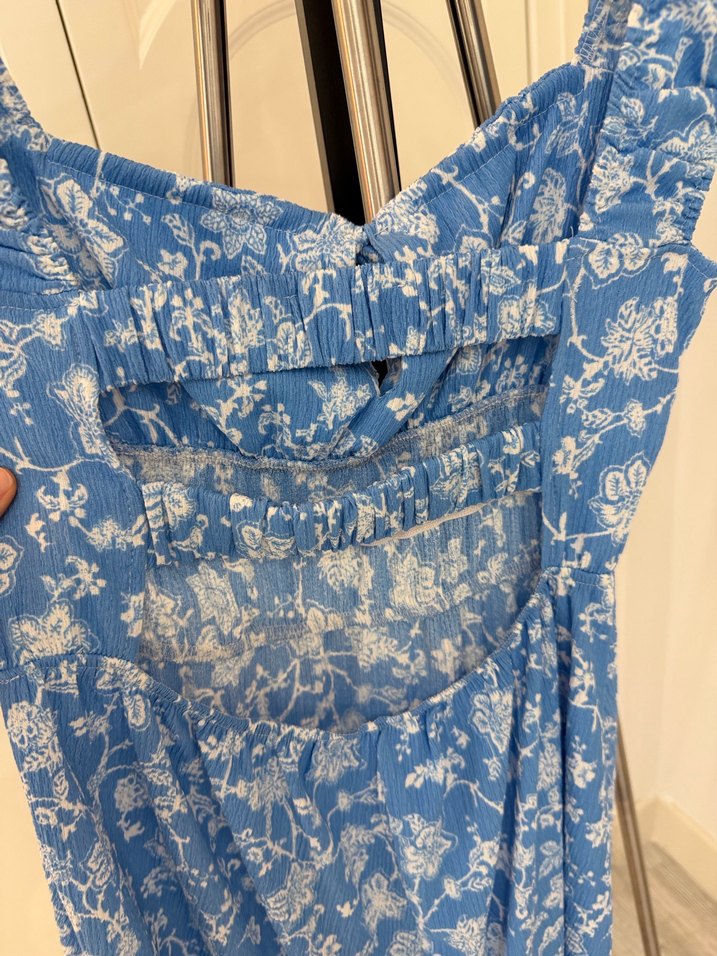 Mavi Straplez Midi Bohem Elbise - Görsel 2