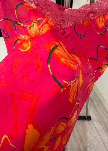 Dantel Detaylı Pembe Çiçek Desenli Mini Atlet - Görsel 5