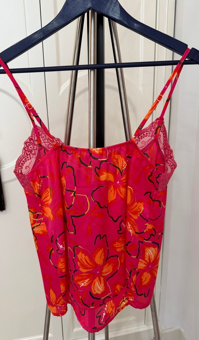 Dantel Detaylı Pembe Çiçek Desenli Mini Atlet - Görsel 2