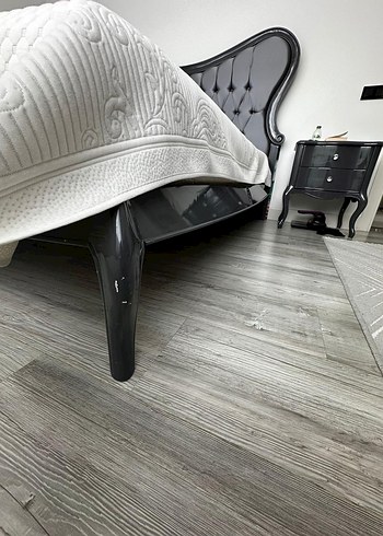 Gri renk özel tasarım Yatak başlığı ve karyola - Görsel 2