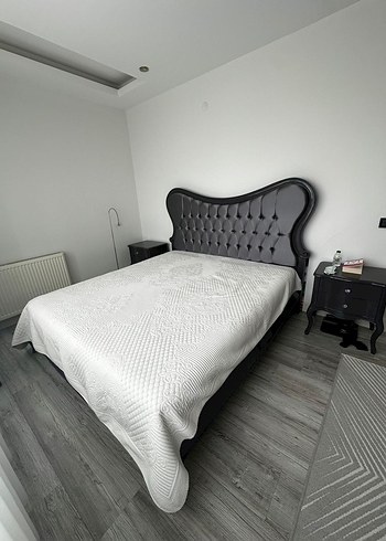 Gri renk özel tasarım Yatak başlığı ve karyola - Görsel 5