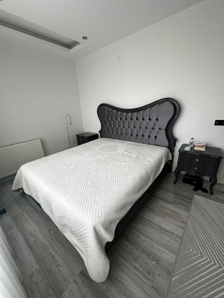 Gri renk özel tasarım Yatak başlığı ve karyola - Görsel 5