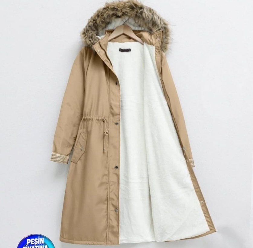 Kürklü Kapüşonlu mont - Görsel 2