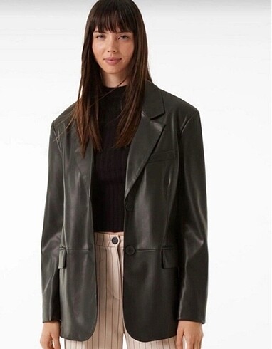 Bershka deri blazer ceket