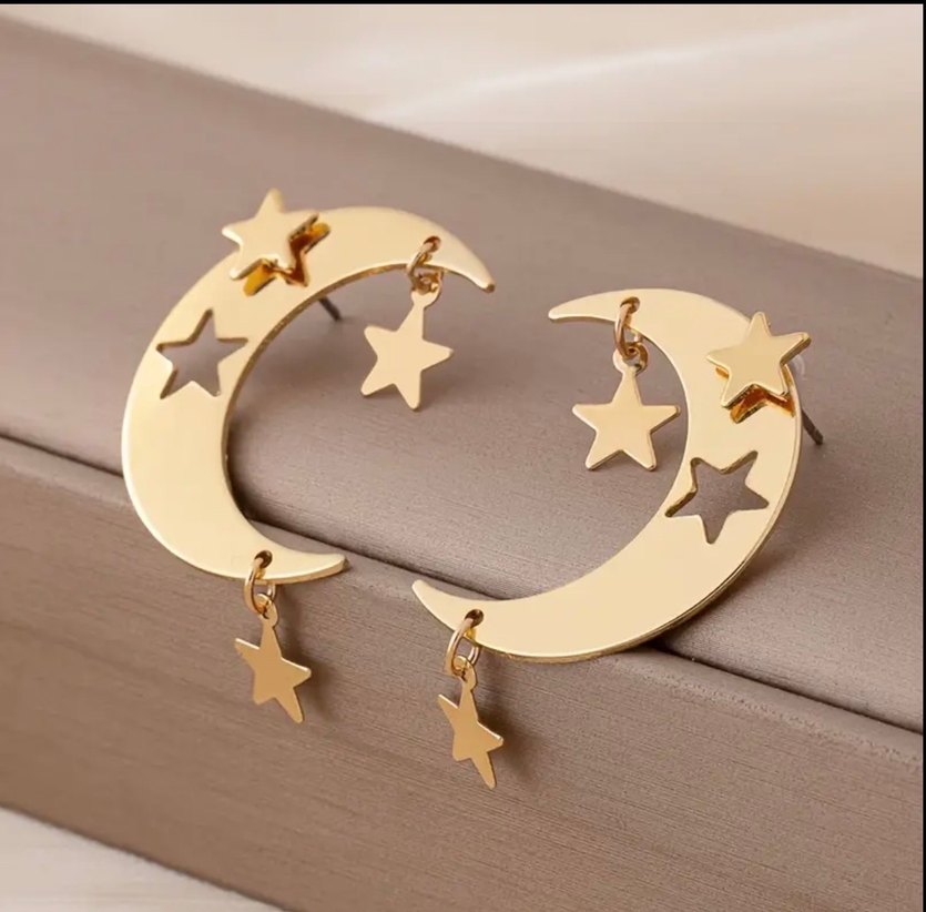 Bayan   Ay ve Yıldız Küpeler - Görsel 2