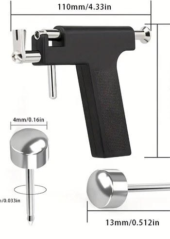 Paslanmaz Çelik Kulak Delme Piercing Aleti - Görsel 4