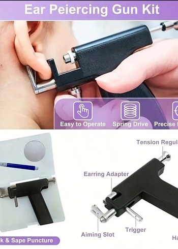 Paslanmaz Çelik Kulak Delme Piercing Aleti - Görsel 2