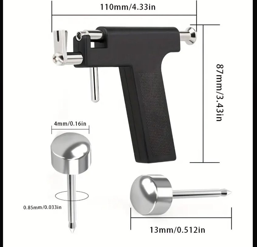 Paslanmaz Çelik Kulak Delme Piercing Aleti - Görsel 4