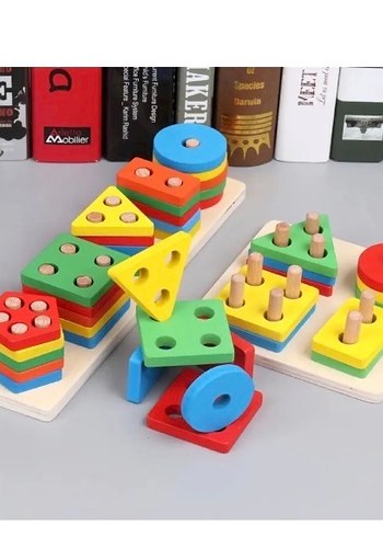 Renkli Ahşap Şekil Eğitici Oyuncak - Görsel 2