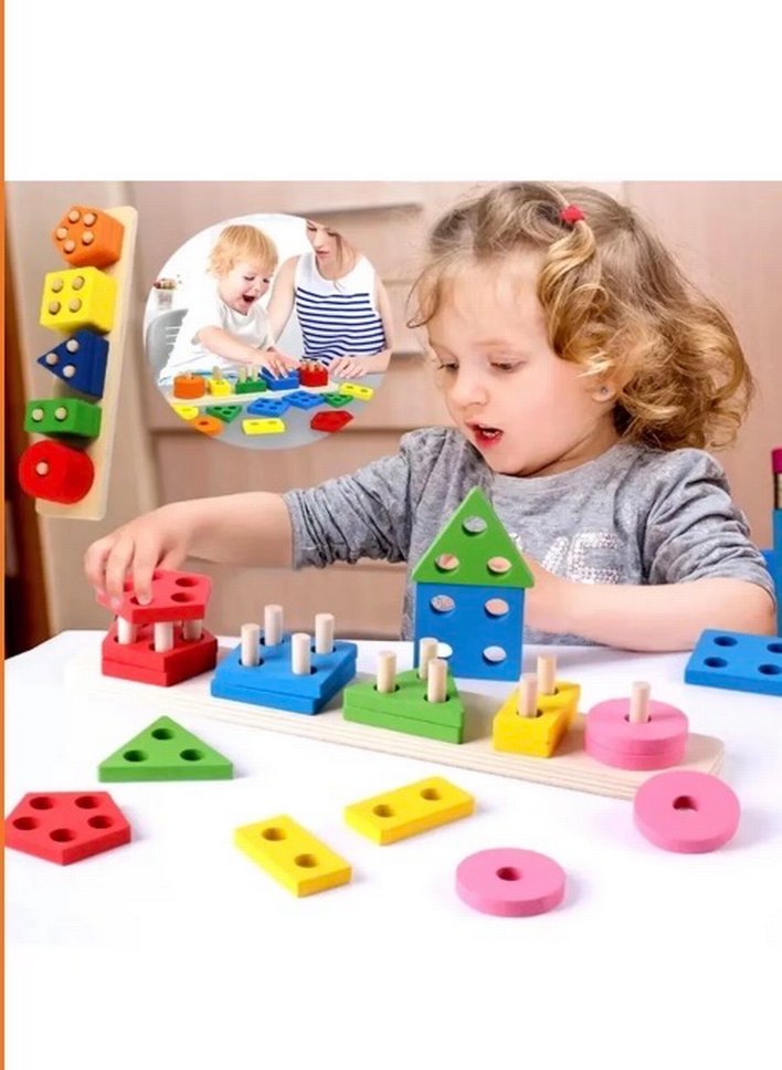 Renkli Ahşap Şekil Eğitici Oyuncak - Görsel 3