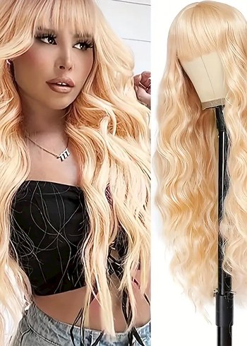 Bayan Parlak Sarı Peruk - Görsel 2