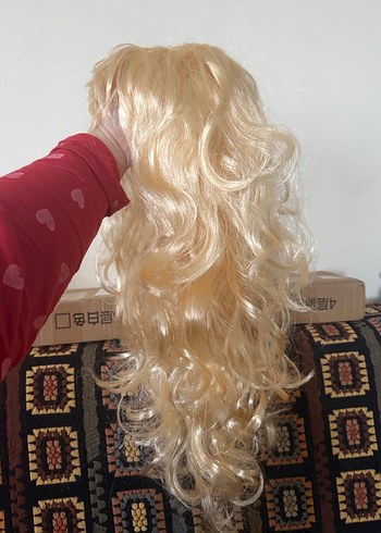 Bayan Parlak Sarı Peruk - Görsel 5