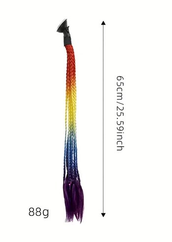 Motosiklet Kask Kırmızı Püsküllü Sentetik Saç Aksesuarı - Görsel 3