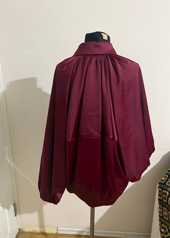 Zara Bayan Bordo Saten Gömlek - Görsel 3