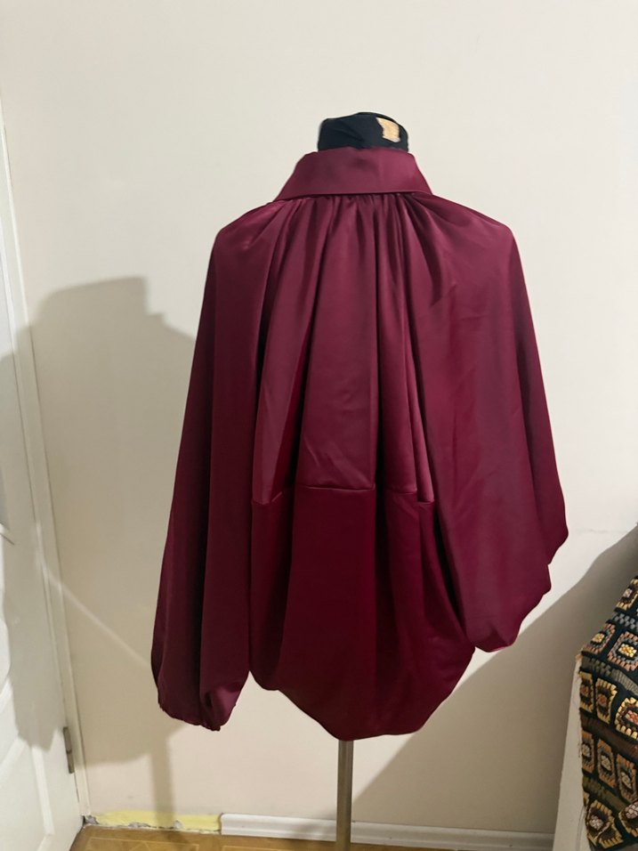 Zara Bayan Bordo Saten Gömlek - Görsel 3