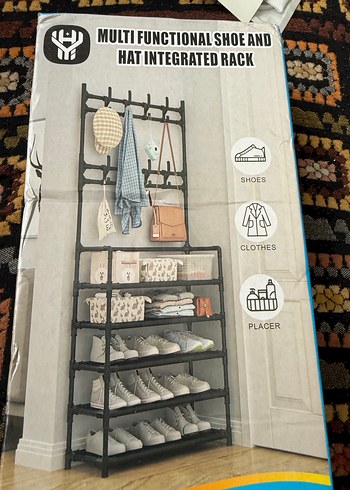 Beyaz Çok Katlı Ayakkabılık Portmanto - Görsel 5