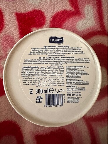  Beden Hobby Zeytinyağlı Nemlendirici Krem