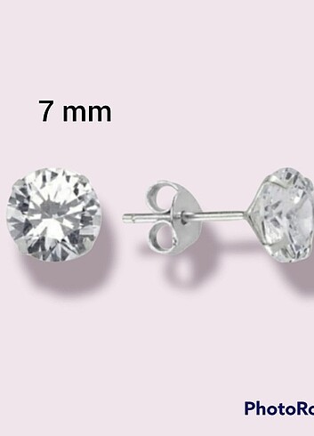 Beden 925 ayar Zirkon Taşlı Tek taş 7 mm gümüş küpe