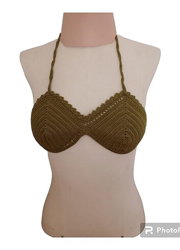 Örgü bikini üstü crop