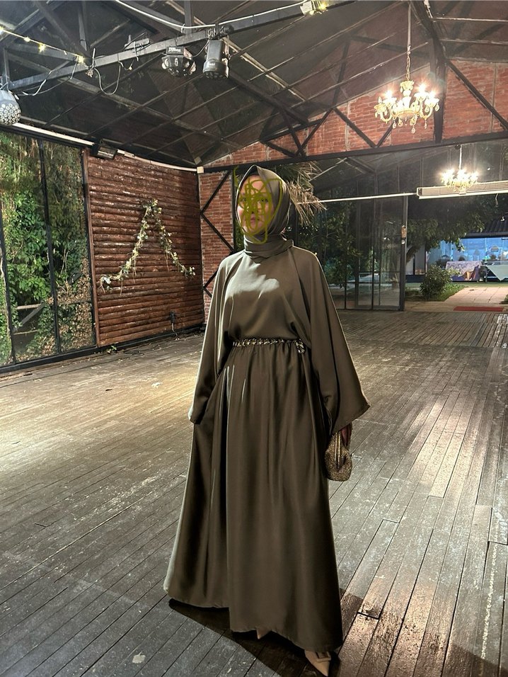 Tesettür elbıse yeşil renk - Görsel 3