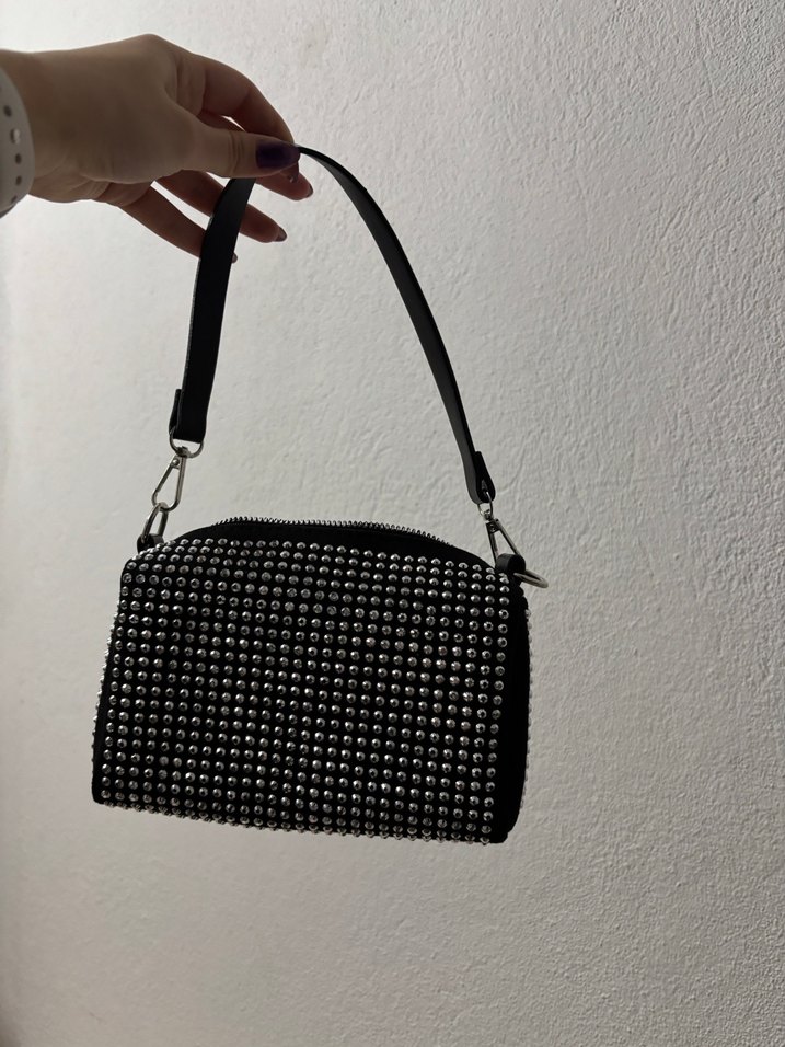 Siyah Taşlı Çanta - Görsel 4