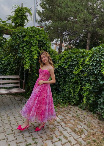 Pembe Fiyonklu İnce Topuklu Kadın Abiye Ayakkabı - Görsel 3