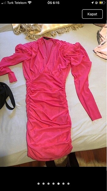 Pembe mini elbise - Görsel 5