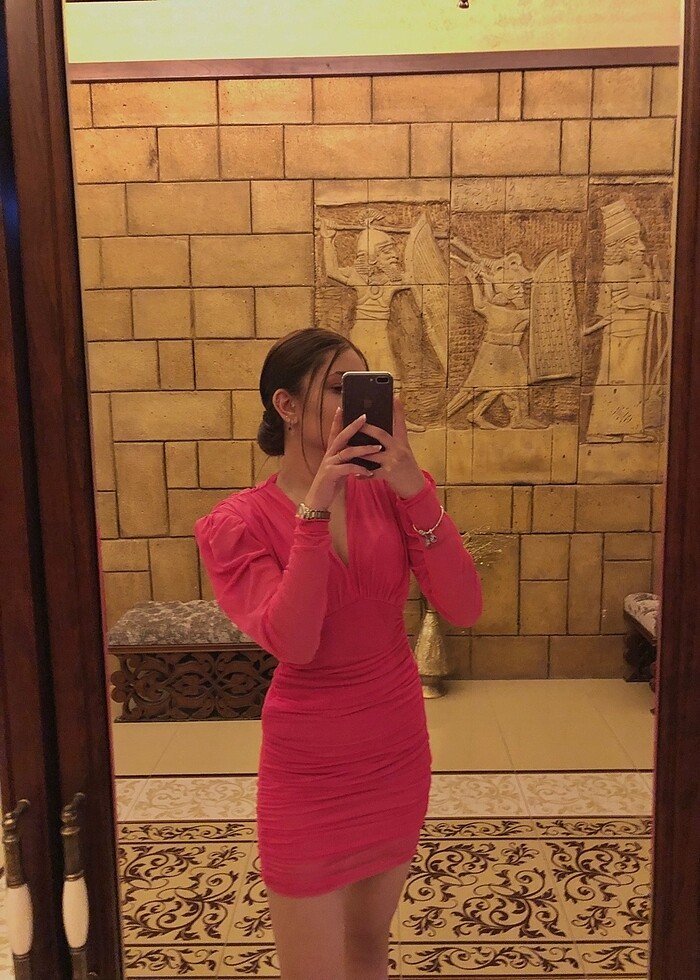 Pembe mini elbise - Görsel 3