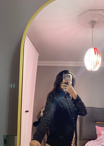 Şeffaf Siyah Kadın Gömlek - Görsel 2