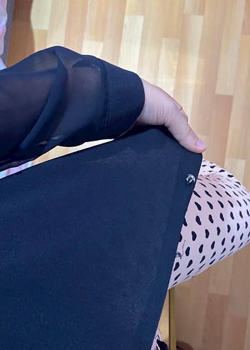 Şeffaf Siyah Kadın Gömlek - Görsel 3